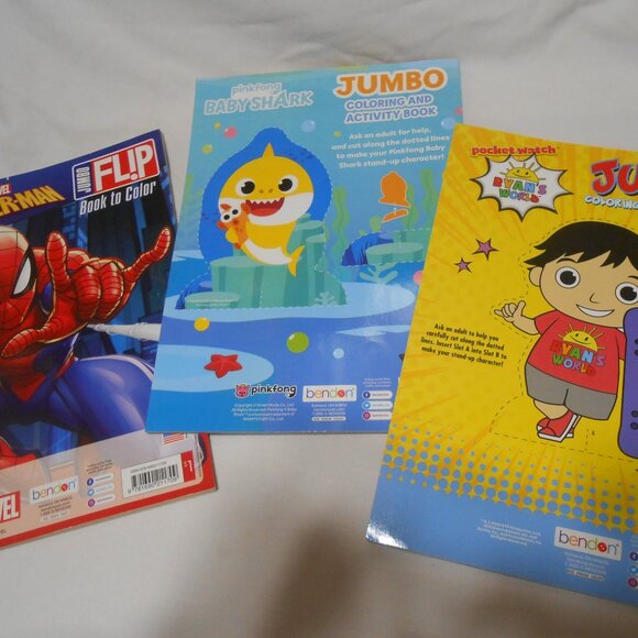 3 KIDS JUMBO COLOR ACTIVITY BOOKS STOCKING STUFFERS MARVEL AVENGERS RYANS WORLD - Picture 2 of 9